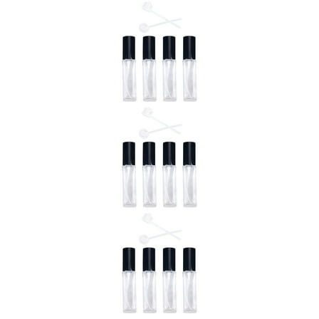 12 Pcs  10ml Perfume Subpackage Bottles Glass Spray Atomizer Refillable Empty Pump Bottles Containers with 2 Pcs Push Nozzle for Women Girls (Black)
