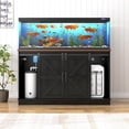 thumbnail image 3 of Blotout Farmhouse 55-75 Gallon Fish Tank Stand with Power Outlet, 52"Aquarium Stand with Storage/Sliding Barn Door, Heavy Duty Tank Stand for 2 Fish Tank/Reptile Terrarium, 1000lbs Capacity, Black, 3 of 7