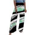thumbnail image 1 of PEZHADA Pantalon Grand Décontracté Taille Haute Imprimé Confortable pour Femme, Noir, TTTG, 1 of 5