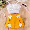 thumbnail image 5 of Ruyang Girls Summer Outfits Toddler Kids Camisole Ruffle Crop Tops and Short Pant with Flowers Clothes 2 Piece Clothing Set, 5 of 6