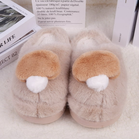 Women Cute Novelty Mushroom Fuzzy Slippers Comfortable Memory Foam Anti-slip Rubber Shoes Home Winter Bedroom Keep Warm Indoor Outdoor（Size：7-8）