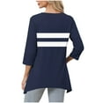 thumbnail image 4 of Zedker Casual 3/4 Sleeves Womens Blouses Classic Trendy Printed Womens Tops Comfy Loose V-Neck Womens Blouses,Navy,S, 4 of 6
