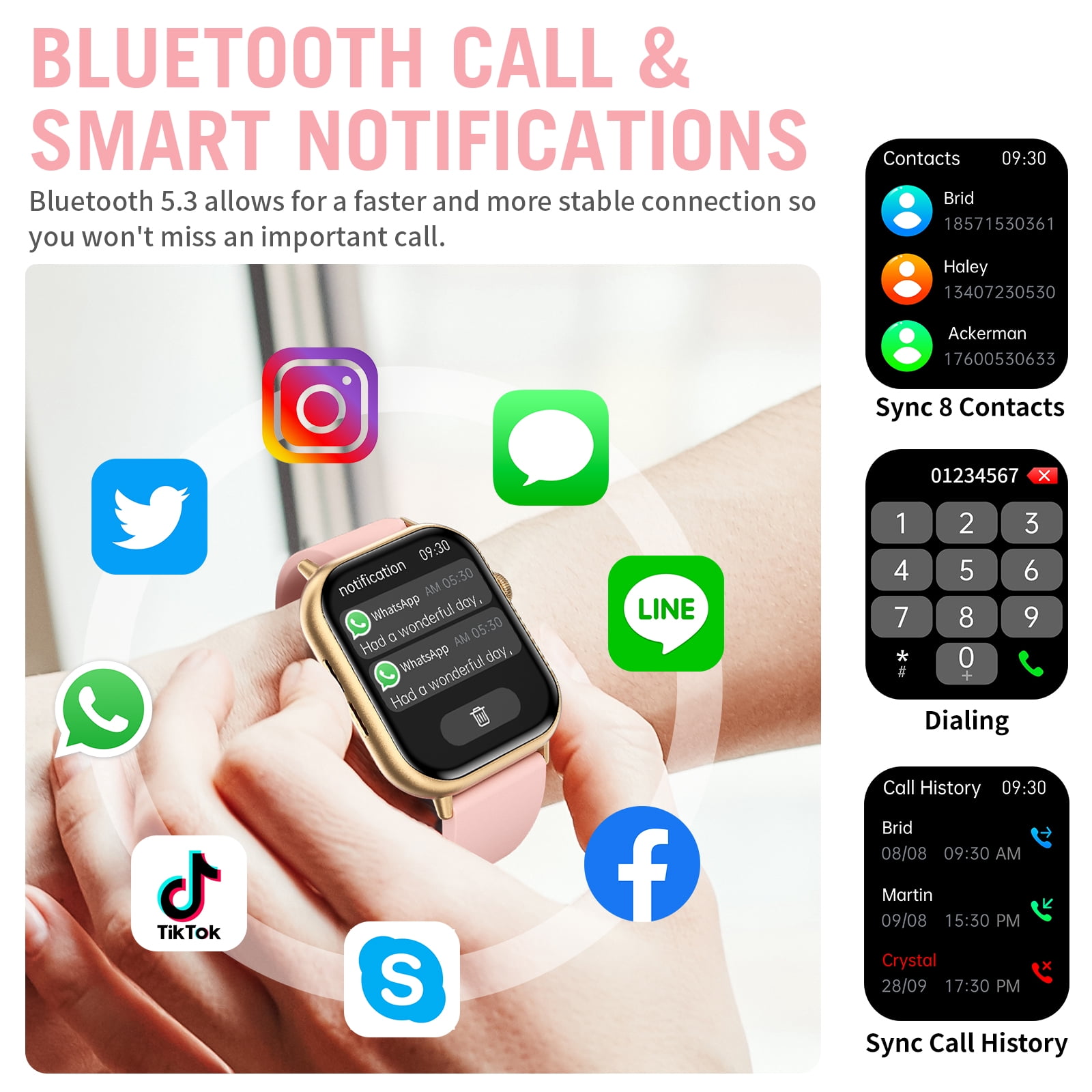 2026 NEW Smart Watch, 2.01'' HD Screen SmartWatch for Men Women , Answer/Make/Message, 100+ Sports Modes, IP67 Waterproof Compatible with Android and iPhone