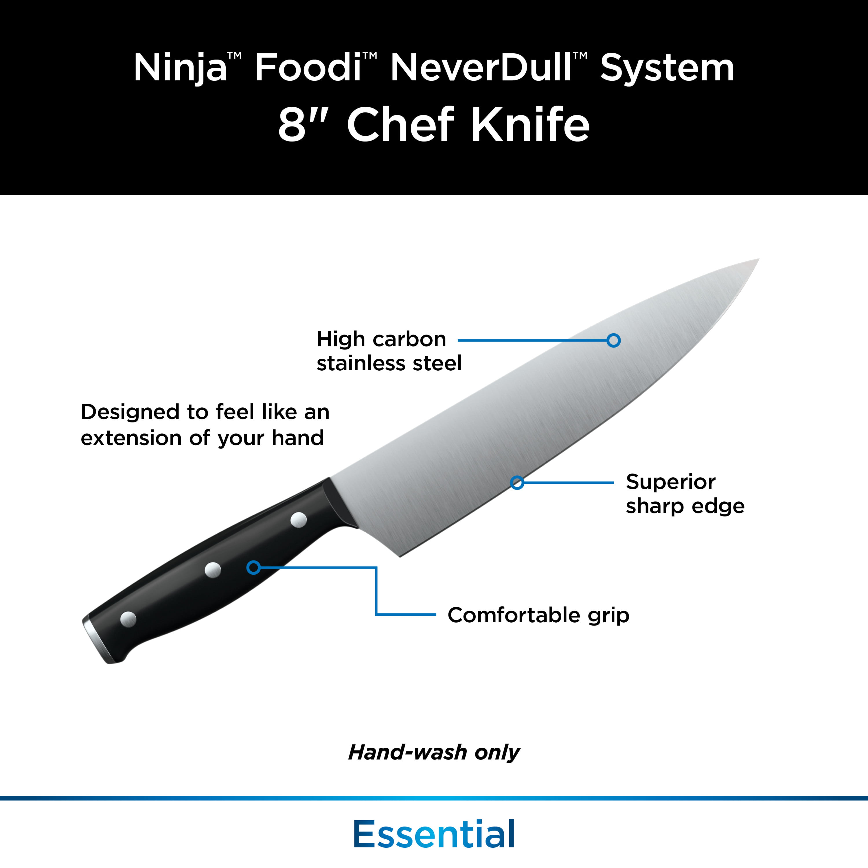  Ninja K30020 Foodi NeverDull System 8-Inch Chef Knife