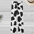 thumbnail image 2 of Bibifish Womens Pants White Black Cow Print Elastic Waist Soft Wide-Leg Trousers Fit Casual Daily Home Wear Trendy Stylish Pants, 2 of 3