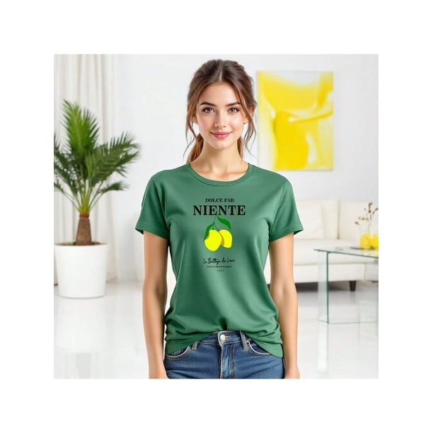 Playera Blusa De LimonesDolce Far Niente – Disfruta el Placer de No Hacer Nada con Estilo Color Verde Talla Extra Grande Marca Emil SaEs