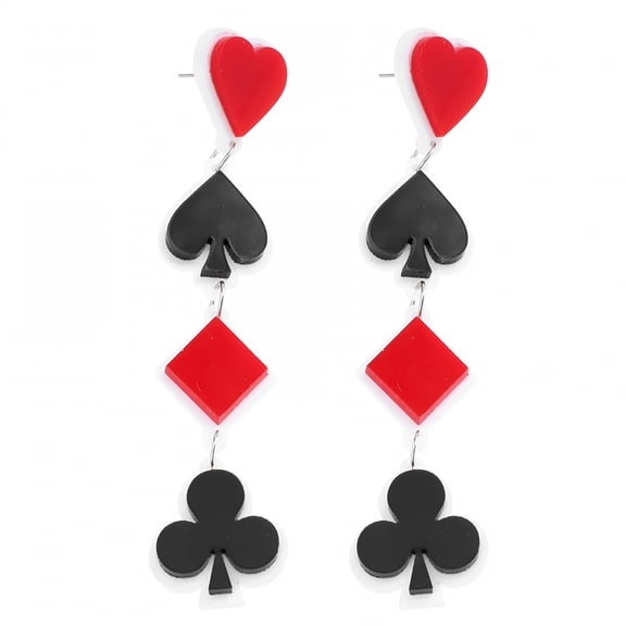 DESIGNICE Geometric Playing Cards Earrings Ear Dangler Decoration