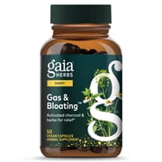 Gaia Herbs Gas & Bloating - Provides Relief from Occasional Gas & Bloating* - With Activated Charcoal, Fennel & Chamomile - 50 Vegan Capsules (25 Servings)