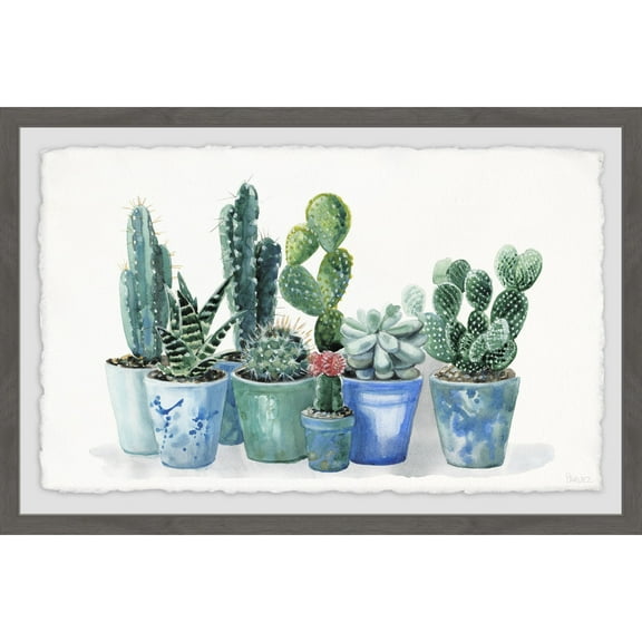 Parvez Taj Potted Cactus Bunch Framed Painting Print