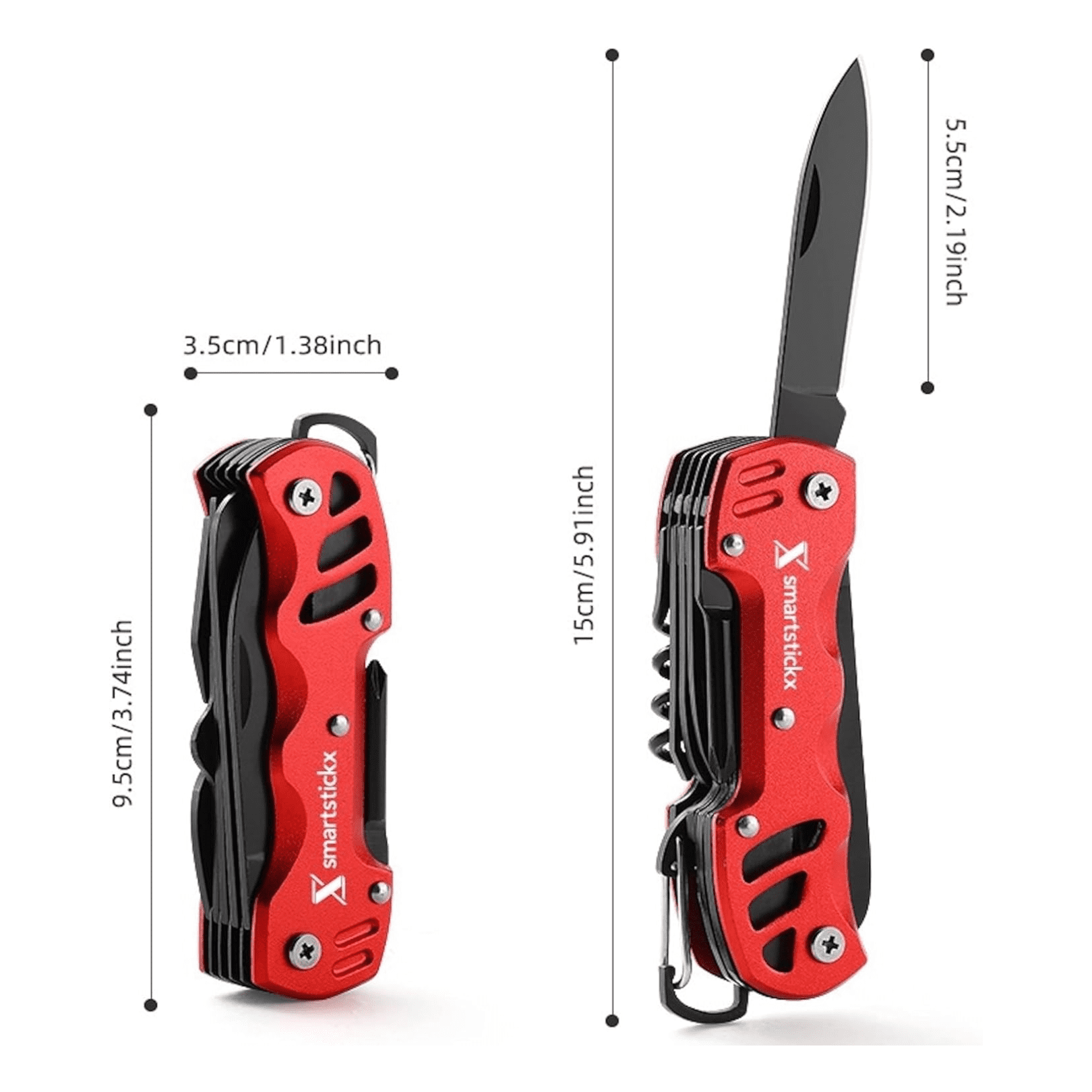 Survival Hunting Knife - 16 in 1 - Red