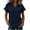 07-Navy, variant on Women's Fringe Trim V-Neck Blouse Short Sleeve Solid Color Top Casual Summer and Everyday Wear, S-2XL