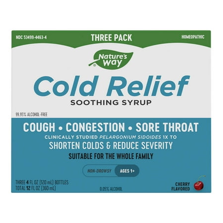 Nature's Way Cold Relief Soothing Syrup 4oz, 3 Pack