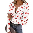 thumbnail image 3 of Tbopshirt Tops for Women Button Down Stretch Casual Long Sleeve V-Neck Valentine's Day Heart Print Slim Fit Graphic Multicolor,S, 3 of 9