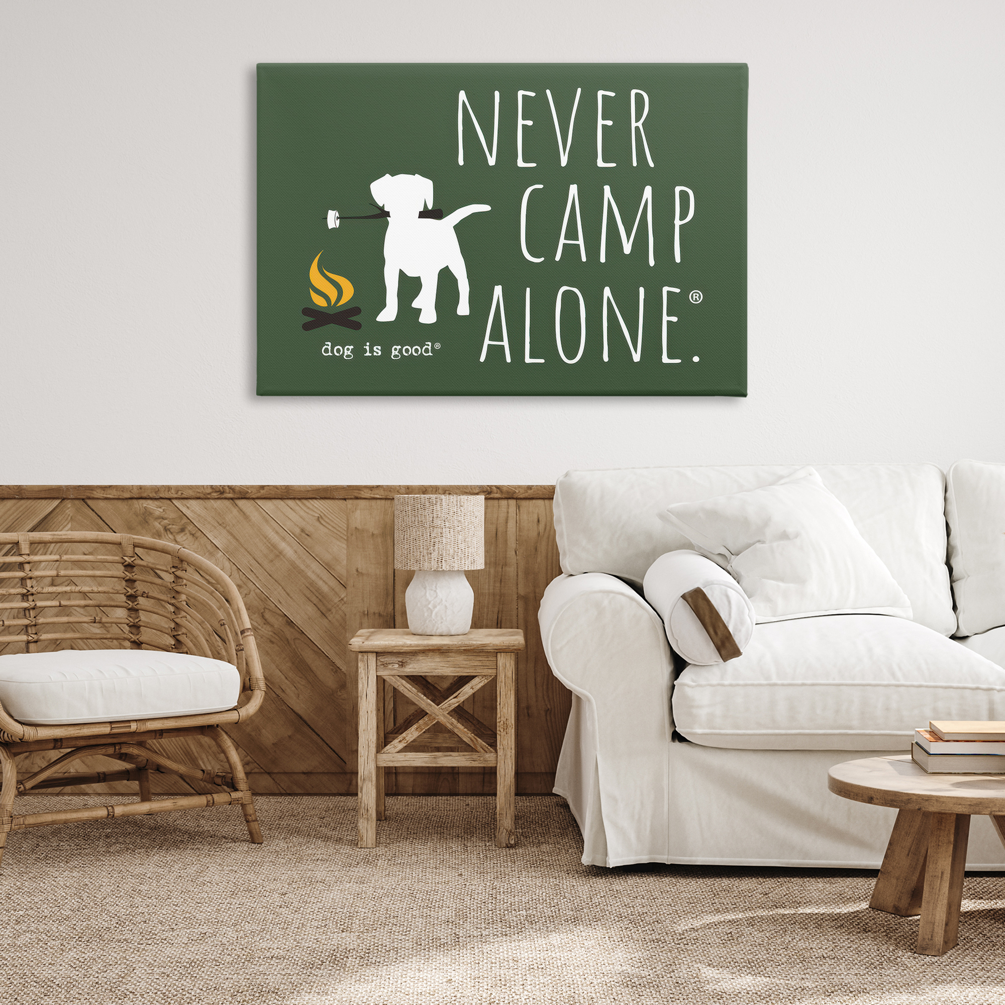 Stupell Industries Never Camp Alone Animals Painting Wrapped Canvas Art Print Wall Art, 45 x 30