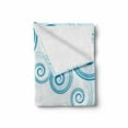 thumbnail image 2 of Teal and White Soft Flannel Fleece Throw Blanket, Ocean Waves Inspired Design with Abstract Blue Swirls Water Sea Spirals, Cozy Plush for Indoor and Outdoor Use, 70" x 90", Blue White, by Ambesonne, 2 of 6