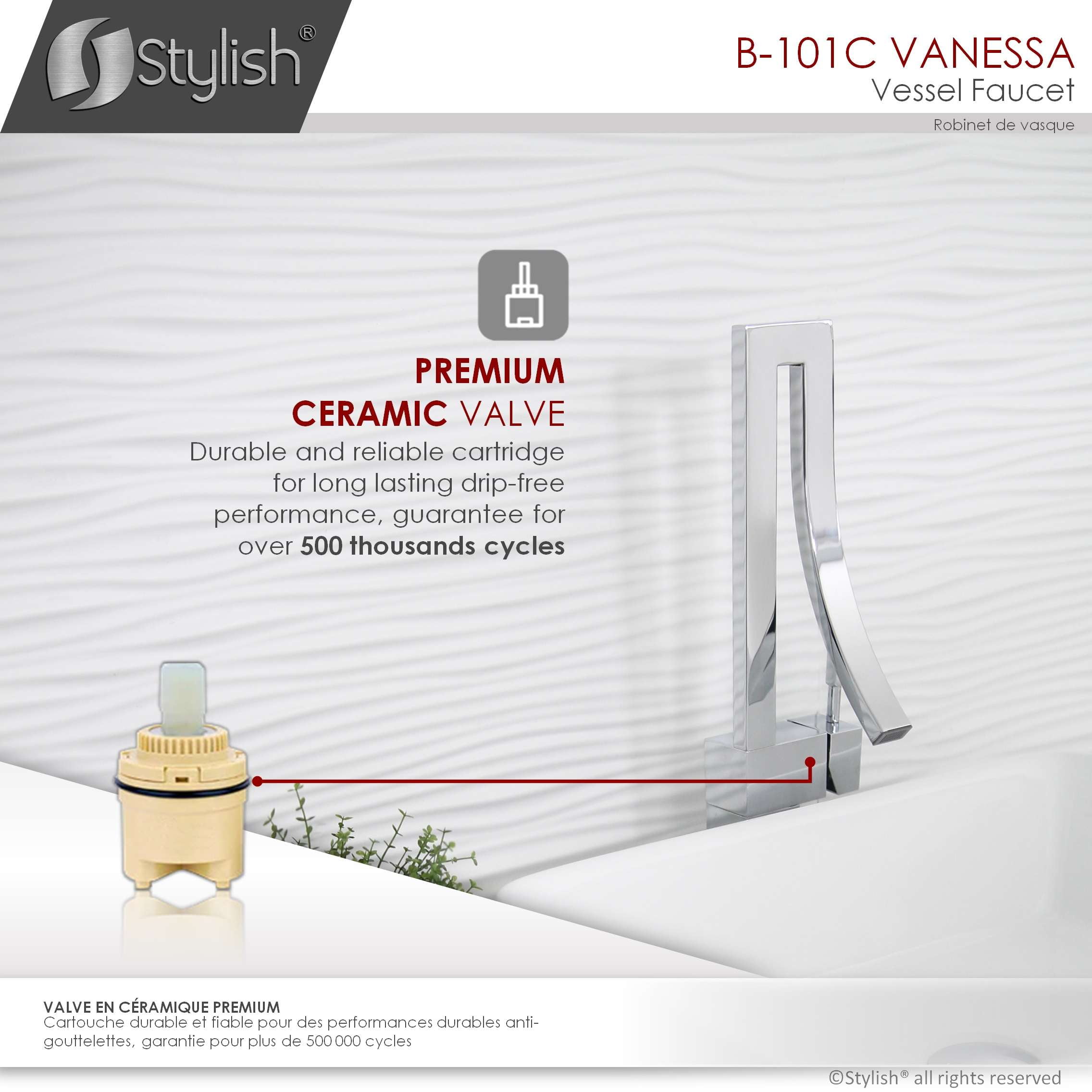 Stylish Ht 17 ½" Polished Chrome Single Handle Vessel Bathroom Faucet B-101C
