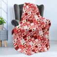 thumbnail image 4 of Christmas Soft Flannel Fleece Throw Blanket, Xmas Candy Cones Stars Ribbons Hand Bells Pines Ornaments in Boxes, Cozy Plush for Indoor and Outdoor Use, 60" x 80", Ruby Red White, by Ambesonne, 4 of 5