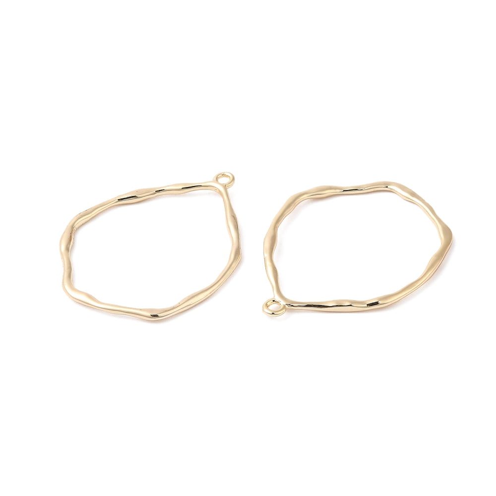 40 pc Brass Open Back Bezel Nickel Free Teardrop for DIY UV Resin Epoxy Resin Pressed Jewelry Making Real 18K Gold Plated 37x28.5x1.5mm Hole: 1.8mm
