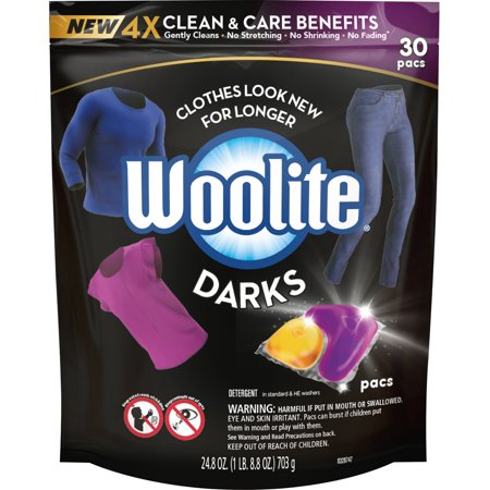 Woolite Darks Pacs, Laundry Detergent Pacs, 30 Count, for Standard and HE
