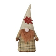 Way to Celebrate Harvest Light Brown Plaid Fabric Gnome