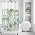 thumbnail image 3 of No Hook Shower Curtain, Sage Green Coral Coastal Shower Curtains for Bathroom with See Through Top Window, White Summer Beach Seaside Ocean Waterproof & Washable Bath Curtain Stand Up Stall 36"x72", 3 of 9