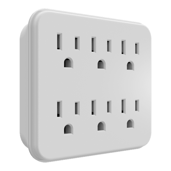Hyper Tough 6-Outlet Wall Tap White