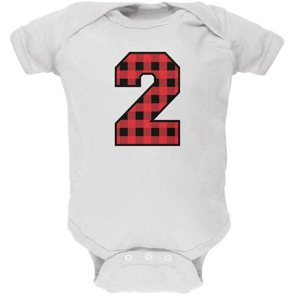 Birthday Kid Lumberjack Plaid 2 2nd Second Soft Baby One Piece White 18-24 M