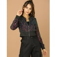 thumbnail image 3 of INSPIRE CHIC Women's Sequin Sparkle Zipper Cropped Bomber Jacket, 3 of 6