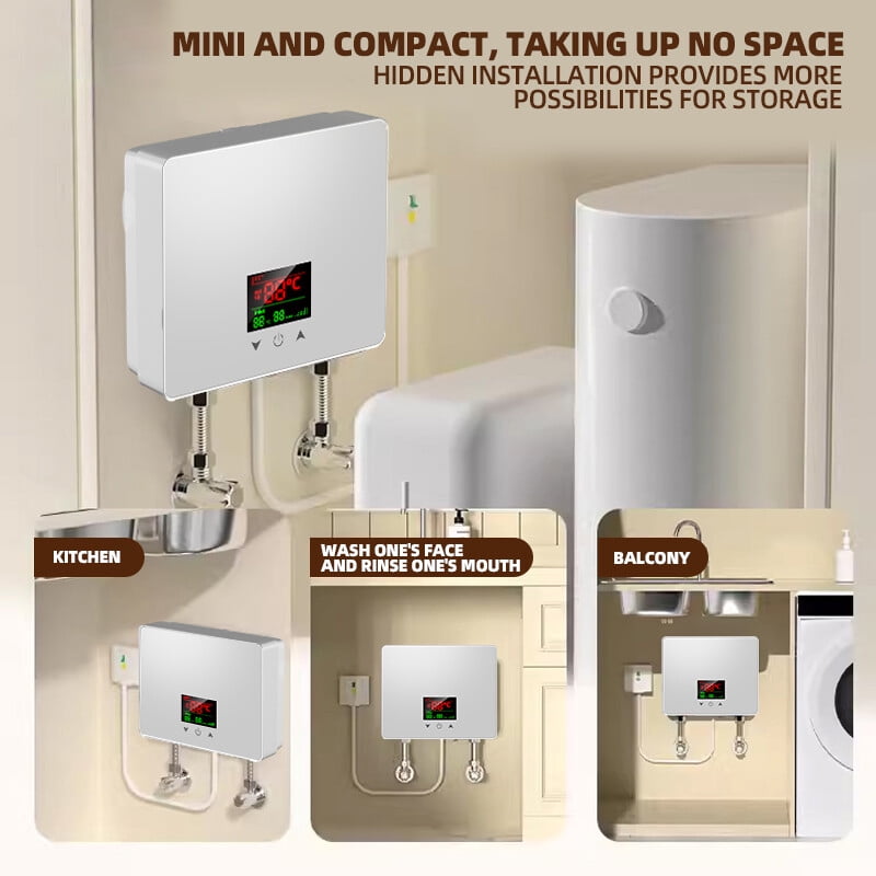 LEXKUYI  Electric Tankless Water Heater 3500W 110V Constant Temperature Instant Hot Water Heater with Remote Control Digital Display On Demand Hot Water Heater
