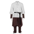 thumbnail image 4 of Stamzod 3 Piece Halloween Men Outfits Long Sleeve Pirate Shirts Jogger Pants with Viking Belt Renaissance Medieval Costume Matching Set, 4 of 9