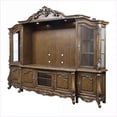 thumbnail image 2 of Entertainment Furniture Latisha Antique Oak Finish with Floral Trim, Touch Light & Tempered Glass | Oak | TV Size Ranges 60-69 inches, 2 of 6