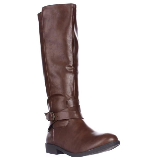 cognac over the knee riding boots