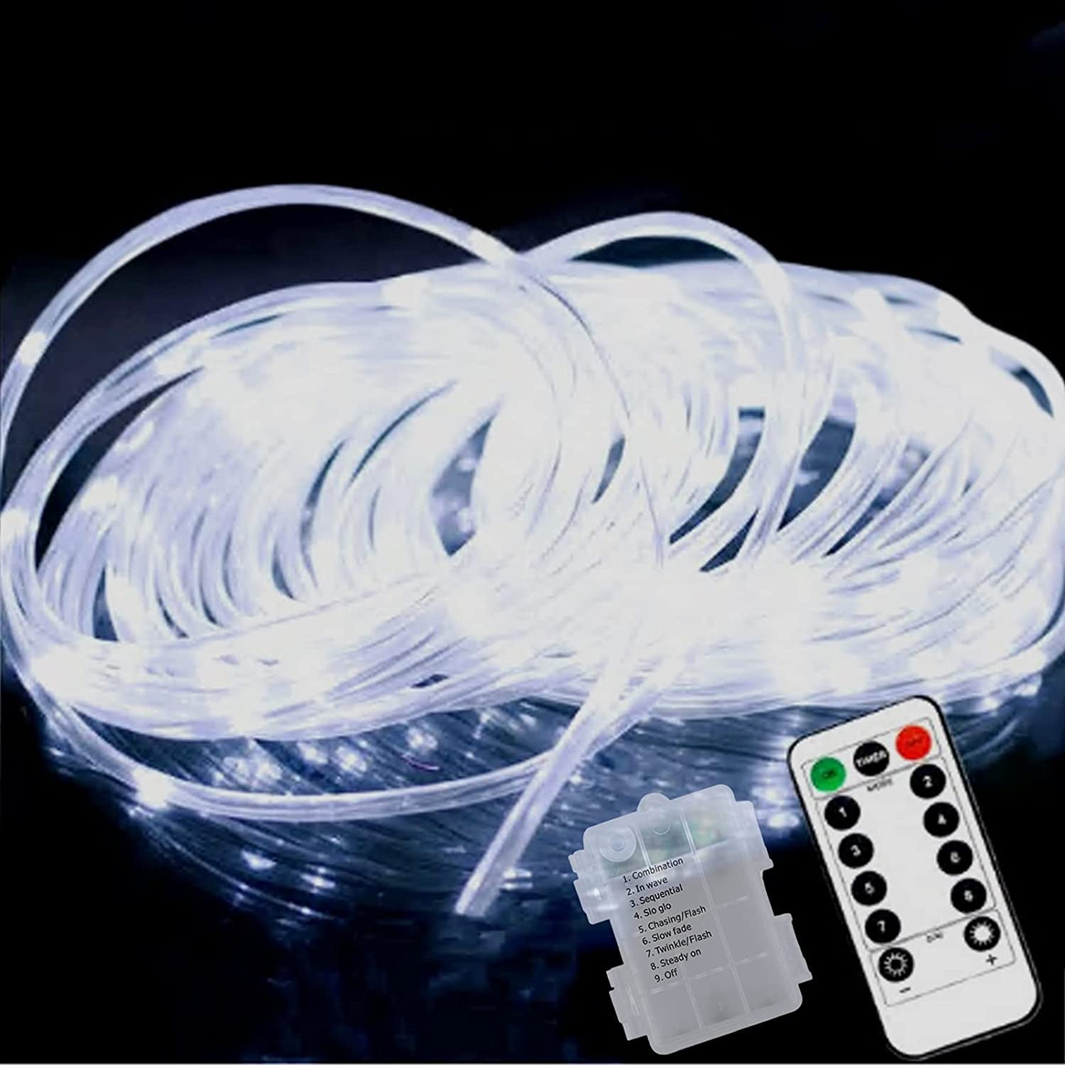 LED Rope Lights Outdoor Battery Operated Rope Lights Waterproof with