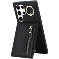 thumbnail image 6 of Samsung Galaxy S23 Ultra Case with Card Holder for Women, Samsung Galaxy S23 Ultra Phone Case Wallet with Credit Card with Ring Kickstand Zipper Shockproof Slim Stand Case - Black, 6 of 9