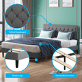 thumbnail image 3 of Mjkone Bed Frame with Headboard,Queen Upholstered Platform Metal Bed Frame with Steel Slat Support / No Box Spring Needed / Easy Assembly/No Mattress,Dark Grey, 3 of 7
