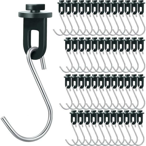 Clips giratorios para invernadero, clips de fijación para invernadero con ganchos en S de acero inoxidable para plantas colgantes de jardín al aire libre de plástico (100 piezas)