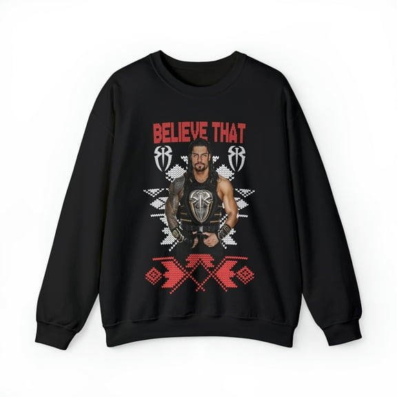 Roman Reigns Believe That WWE Ugly Christmas Mens Sweater Sweatshirt XXL