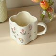 thumbnail image 2 of Juego de 2 tazas de tulipán estilo Ins - Tazas de leche cremosas for desayuno con borde de trébol - Tazas de café de cerámica estéticas for el té de la tarde - Regalo perfecto for familiares y amigos, 2 of 3