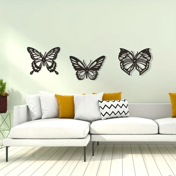 HELLOYOUNG Metal Butterfly Wall Art Vintage Iron Butterfly Decor for Living Room Outdoor Metal Wall Art Decor Hollow Out Butterfly Ornament Aesthetic Room Decor Bedroom Wall Decor