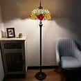 thumbnail image 2 of Tiffany Floor Lamp Red Orange Stained Glass Rose Flowers Metal Base LED Bulbs Included For Living Room Bedroom 16"W*16"D*64"H, 2 of 10