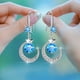 thumbnail image 1 of Gorgeous 925 Sterling Silver Star Moon Earrings with White Sapphire & Pink & Blue Artificial Dangle - Perfect for Brides, Weddings, Engagements, Anniversaries & Valentine's Day!, 1 of 4