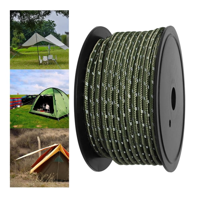 30M 6mm Reflective Tent Rope Guylines, Multifunction Tent Awning Guide Rope Glow Green