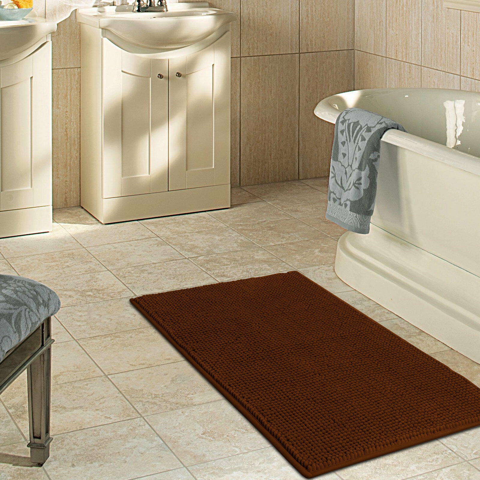 Moocorvic Bathroom Mat , Bath Mat Small Bathroom Rugs for Bedroom Shower Rug,  High Absorbent and Anti Slip, Machine Washable for Bathtub, Shower  (15.74''x23.62'') 