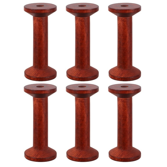 HOMEMAXS 6pcs Wooden Empty Spools For Wire Thread Spools Thread Holder Wooden Bobbins Wood Bobbins Wooden Thread Spools