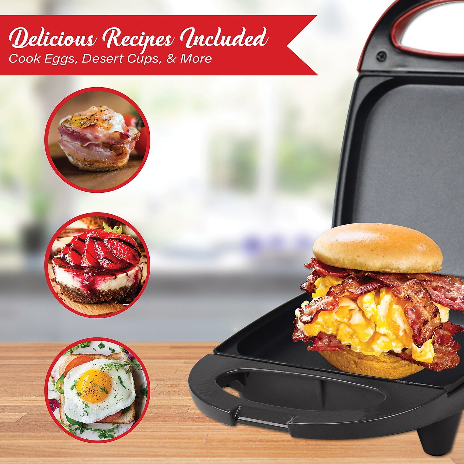 Brentwood Mini Sous Vide Style Egg Bite Maker in Red