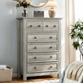 thumbnail image 4 of Holliwill Farmhouse 4 Pieces Bedroom Furniture Set, Wide 8 Drawer Dresser, Tall 6 Drawer Dresser and 2 Drawer Nightstand with Open Shelf & Charging Station, Grey, 4 of 12