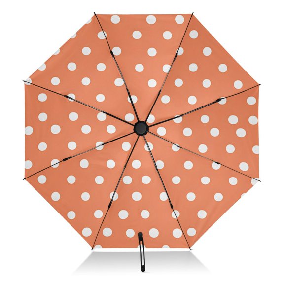 White Polka Dots Extra Large Automatic Umbrella, UV Protection, Waterproof, Auto Open and Close