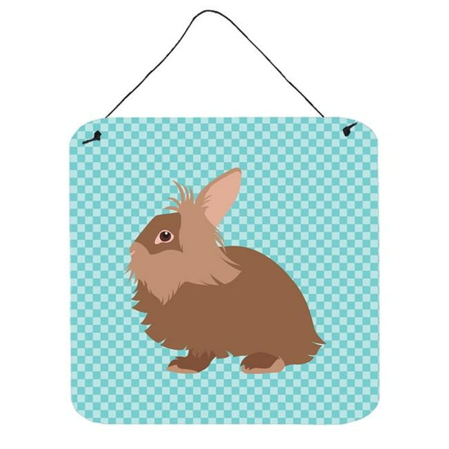 Carolines Treasures BB8134DS66 Lionhead Rabbit Blue Check Wall or Door Hanging Prints, 6 x 6 in.