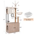 thumbnail image 2 of ZephyPaws 65" Modern Cat Tree with Litter Box Enclosure, Condo Tower with Scratching Posts, Feeding Bowl & Removable Pompom Toys, White & Gray, 2 of 11