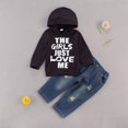 thumbnail image 3 of Newborn Infant Baby Boys Letter Print Hooded Sweater Elastic Design Jeans Grey 12-18 Months, 3 of 9